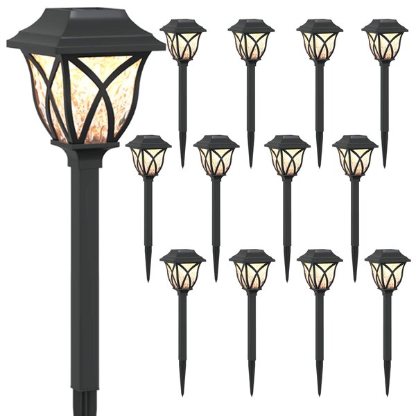 Venkovní solární světla s zemním hrotem 12 pcs Teplá bílá 42 cm