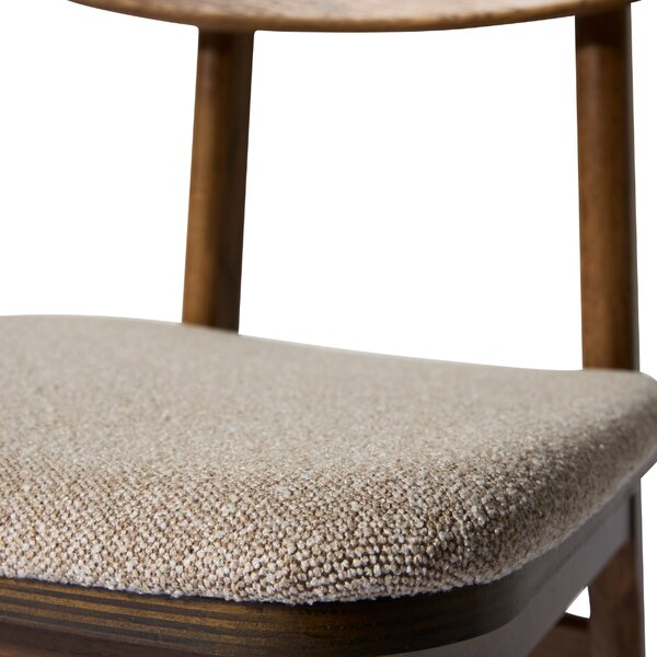 Unique Furniture Tmavá dubová jídelní židle Livo s čalouněným sedákem
