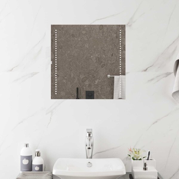 LED koupelnové zrcadlo Transparentní 50 x 50 cm tvrzené sklo