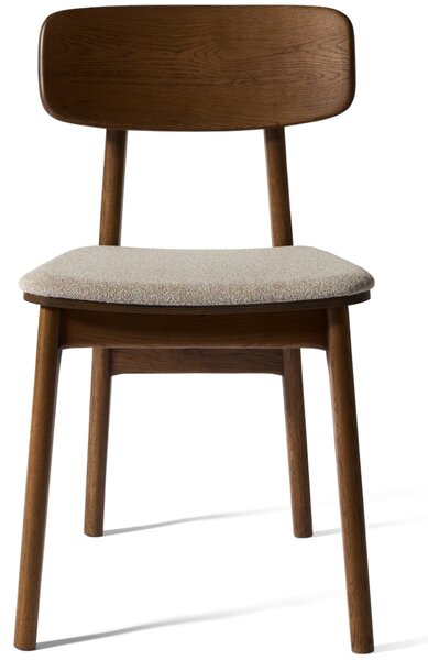 Unique Furniture Tmavá dubová jídelní židle Livo s čalouněným sedákem