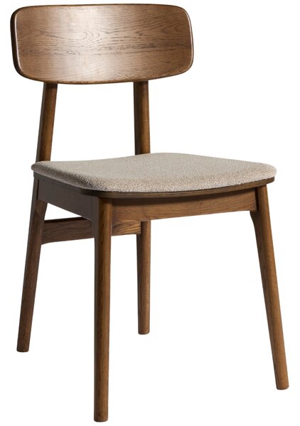 Unique Furniture Tmavá dubová jídelní židle Livo s čalouněným sedákem