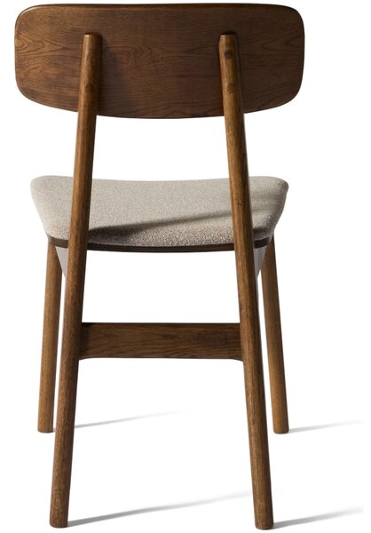 Unique Furniture Tmavá dubová jídelní židle Livo s čalouněným sedákem