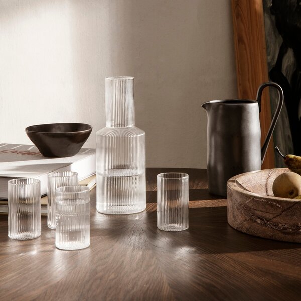 FERM LIVING Skleničky na červené víno Ripple, Frosted, sada 2 kusů