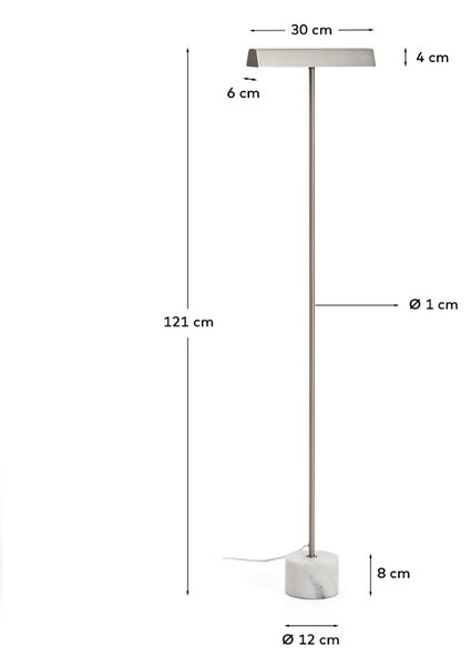 Kave Home Stříbrná kovová stojací lampa Lynor 121 cm