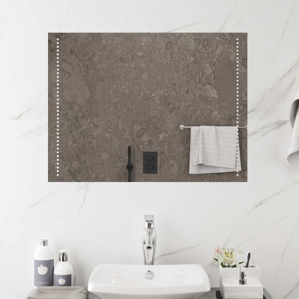 LED koupelnové zrcadlo Transparentní 80 x 60 cm tvrzené sklo