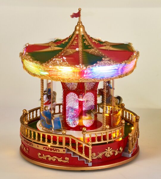 Vánoční LED kolotoč s hudbou a otočnými figurkami, 23 x 28 cm