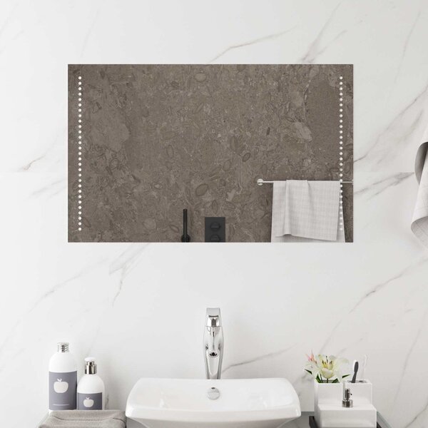 LED koupelnové zrcadlo Transparentní 80 x 50 cm tvrzené sklo