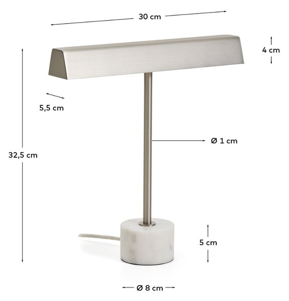Kave Home Stříbrná kovová stolní lampa Lynor