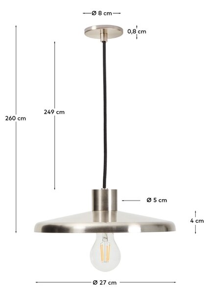 Kave Home Stříbrné kovové závěsné světlo Nuvira 27 cm