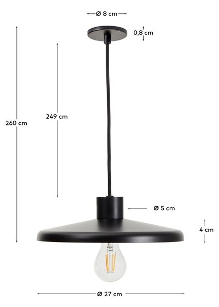 Kave Home Černé kovové závěsné světlo Nuvira 27 cm