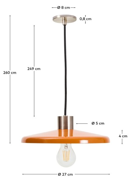 Kave Home Oranžové kovové závěsné světlo Nuvira 27 cm