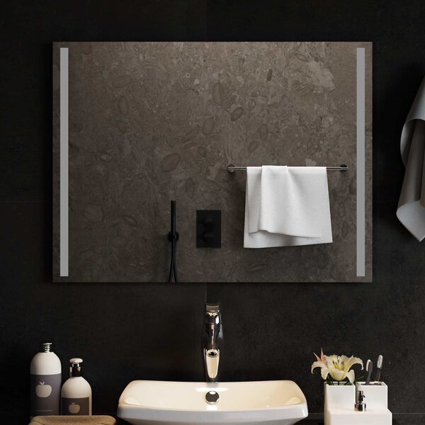 LED koupelnové zrcadlo Transparentní 80 x 60 cm tvrzené sklo