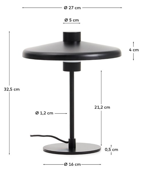 Kave Home Černá kovová stolní lampa Nuvira