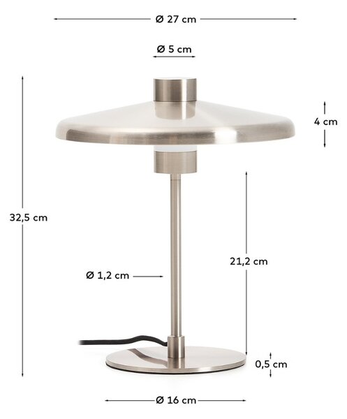 Kave Home Stříbrná kovová stolní lampa Nuvira