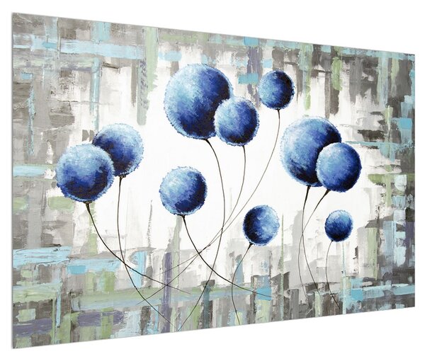 Abstraktní obraz - modré balónky (120x80 cm)