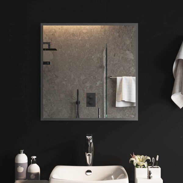 LED koupelnové zrcadlo Transparentní 60 x 60 cm tvrzené sklo