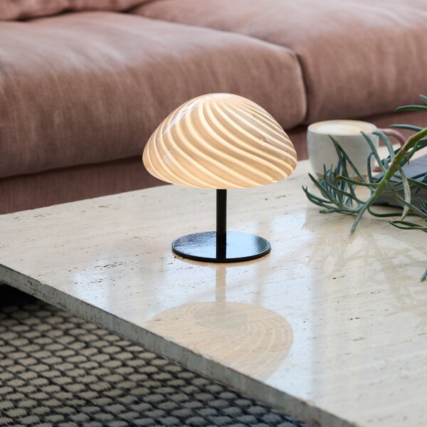 Halo Design Šedá skleněná stolní lampa Mini Mush 17 cm