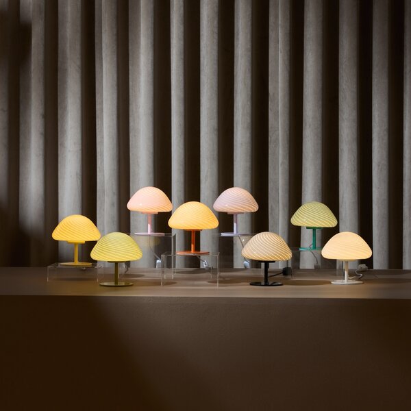 Halo Design Šedá skleněná stolní lampa Mini Mush 17 cm