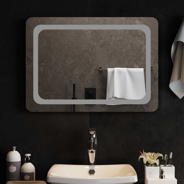 LED koupelnové zrcadlo Transparentní 70 x 50 cm tvrzené sklo