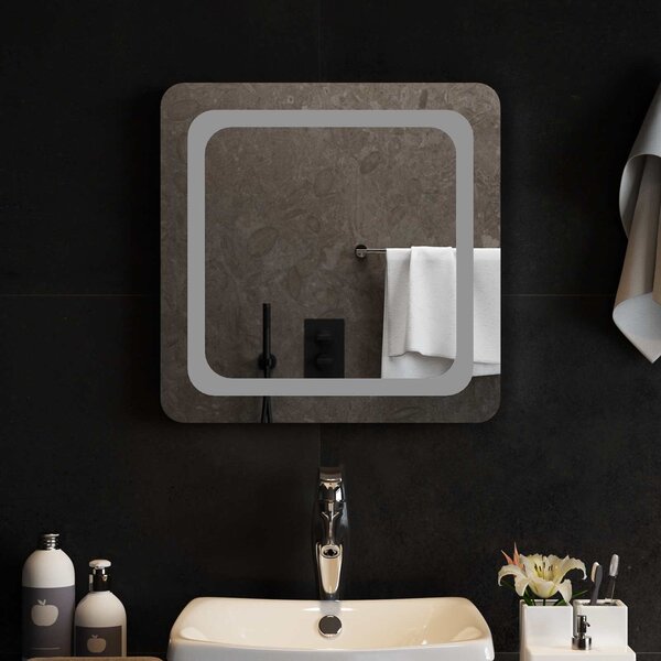 LED koupelnové zrcadlo Transparentní 50 x 50 cm tvrzené sklo