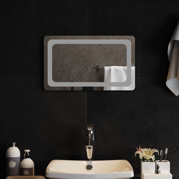 LED koupelnové zrcadlo Transparentní 50 x 30 cm tvrzené sklo