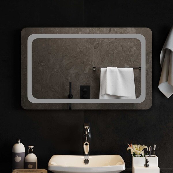LED koupelnové zrcadlo Transparentní 80 x 50 cm tvrzené sklo