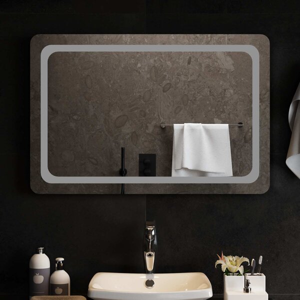 LED koupelnové zrcadlo Transparentní 90 x 60 cm tvrzené sklo