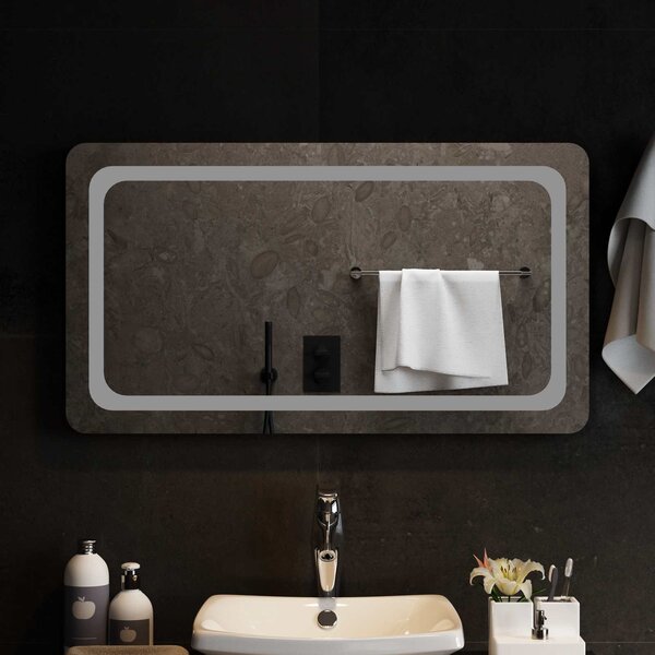 LED koupelnové zrcadlo Transparentní 90 x 50 cm tvrzené sklo