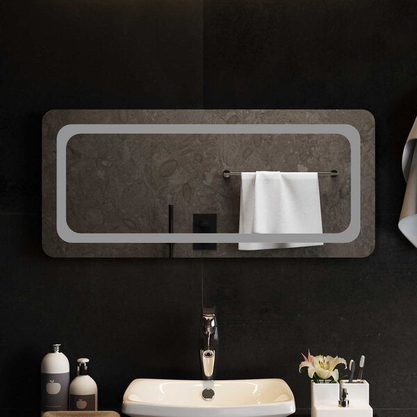 LED koupelnové zrcadlo Transparentní 90 x 40 cm tvrzené sklo