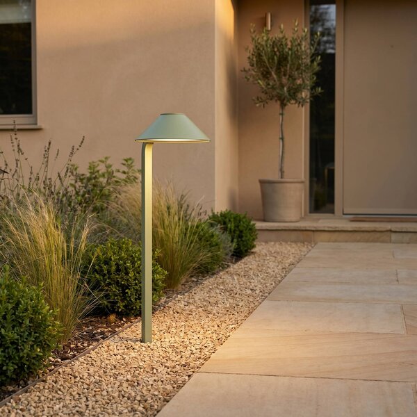 Lindby LED svítidlo Capelo na zapíchnutí do země, světle zelené, 78 cm, IP65, Zelená, Hliník, Moderní