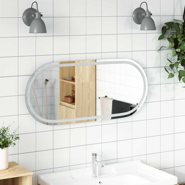 LED koupelnové zrcadlo Transparentní 100 x 45 cm tvrzené sklo