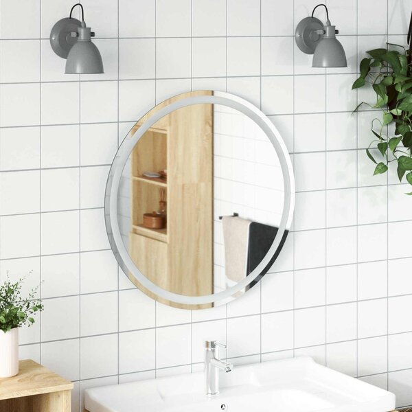 LED koupelnové zrcadlo Transparentní Ø 70 cm tvrzené sklo