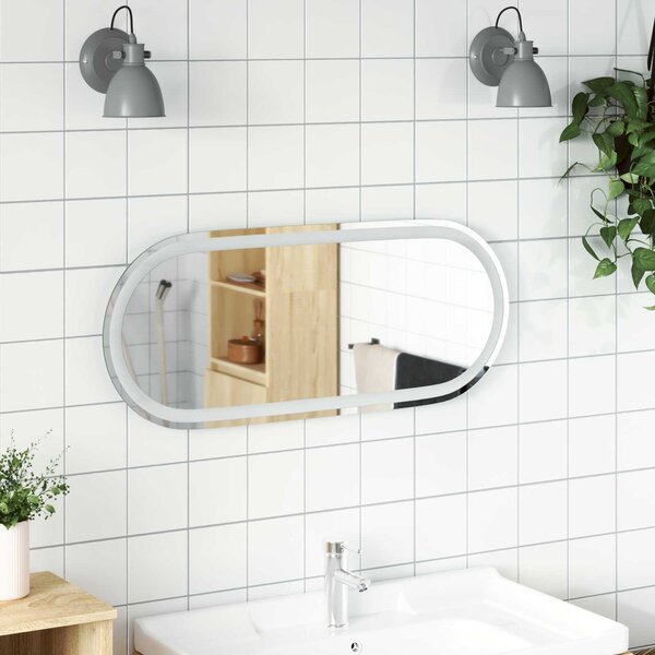 LED koupelnové zrcadlo Transparentní 80 x 35 cm tvrzené sklo