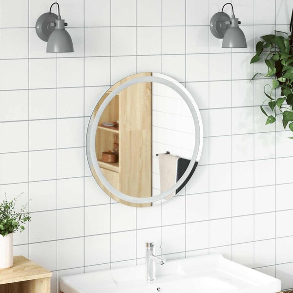 LED koupelnové zrcadlo Transparentní Ø 60 cm tvrzené sklo
