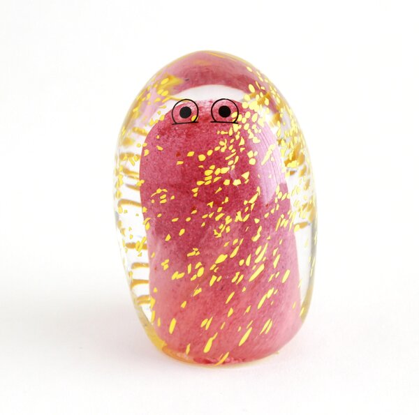 Skleněná figurka Crystal Blob Yellow Splashes
