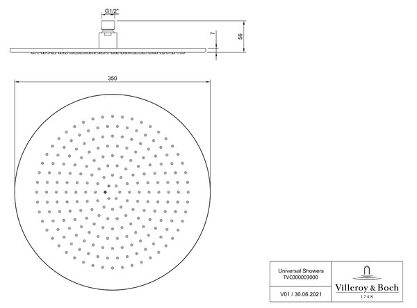 Villeroy & Boch Universal Showers hlavová sprcha 35x35 cm kulatý || TVC00000300076