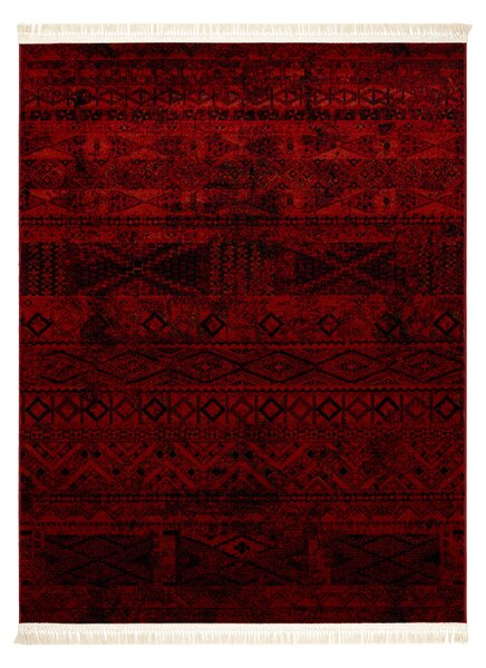 Makro Abra Kusový koberec klasický ORIENT 4722 bordó černý s třásněmi Rozměr: 100x200 cm