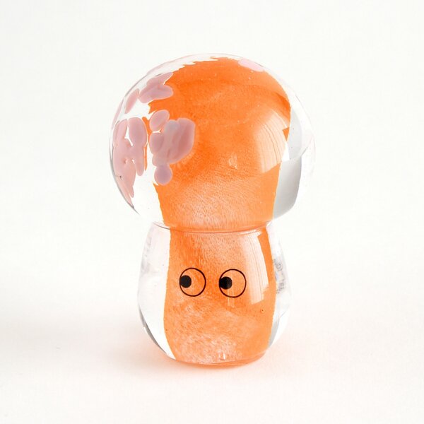 Skleněná figurka Crystal Blob Deep Orange Shroom