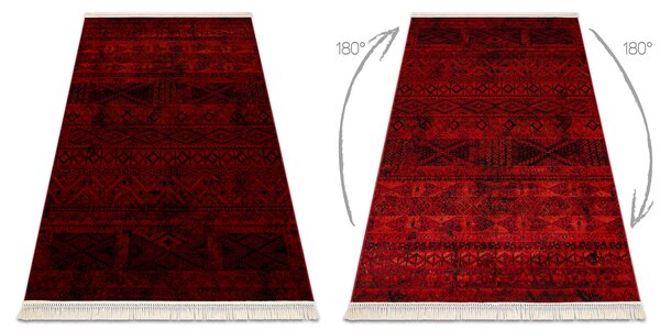 Makro Abra Kusový koberec klasický ORIENT 4722 bordó černý s třásněmi Rozměr: 100x200 cm