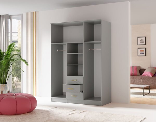 Kombinovaná šatní skříň 150 cm HENDRUM - šedá
