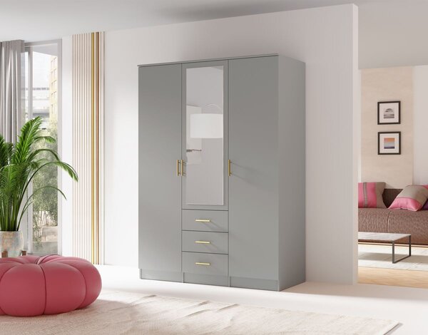 Kombinovaná šatní skříň 150 cm HENDRUM - šedá