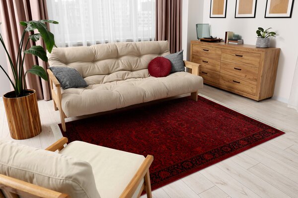 Kusový koberec klasický ORIENT 5125 bordó černý s třásněmi Rozměr: 150x230 cm