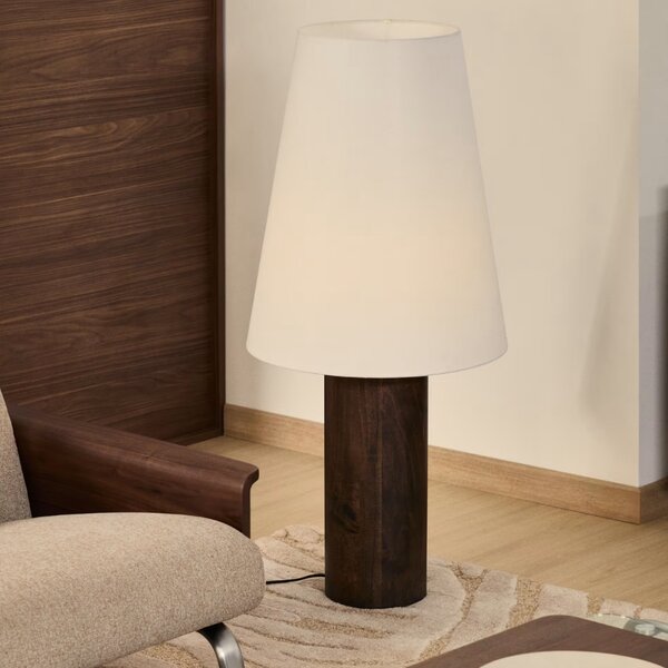 Tmavá dřevěná stojací lampa Kave Home Marga 110 cm