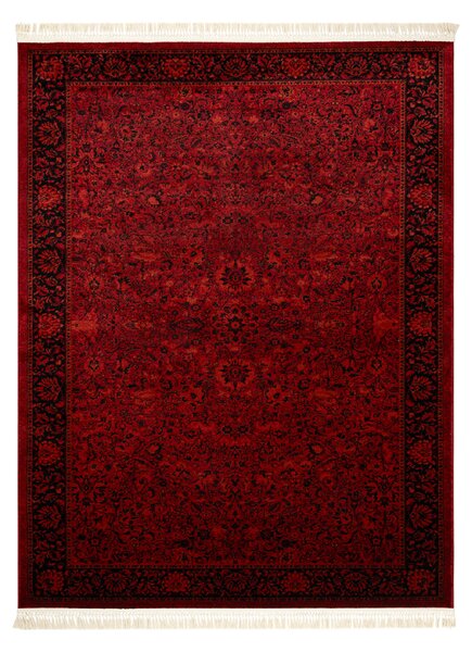 Kusový koberec klasický ORIENT 5125 bordó černý s třásněmi Rozměr: 150x230 cm