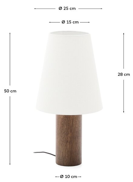 Kave Home Tmavá dřevěná stolní lampa Marga