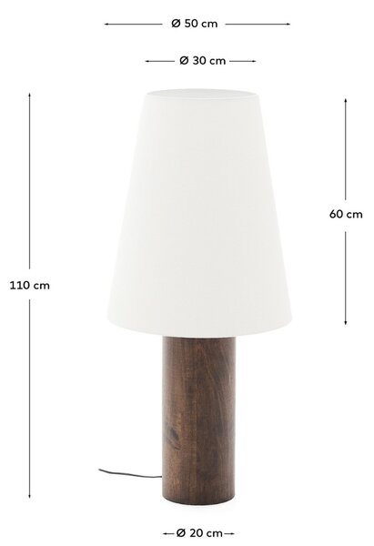 Tmavá dřevěná stojací lampa Kave Home Marga 110 cm