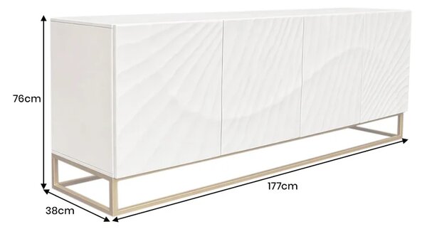 Massive home | Komoda SCORPION 180cm 3D mangové dřevo bílá zlatá