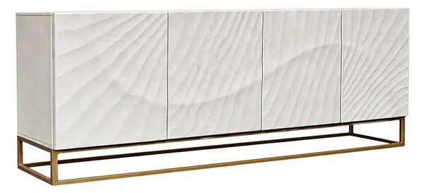 Massive home | Komoda SCORPION 180cm 3D mangové dřevo bílá zlatá