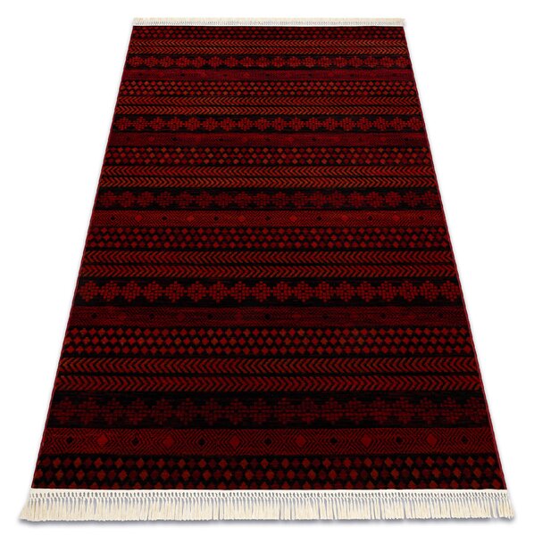 Makro Abra Kusový koberec klasický ORIENT 5132 bordó černý s třásněmi Rozměr: 100x200 cm
