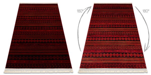 Makro Abra Kusový koberec klasický ORIENT 5132 bordó černý s třásněmi Rozměr: 100x200 cm